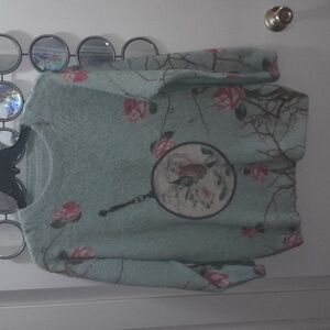 🌺GREEN FLORAL FUZZY Sweater